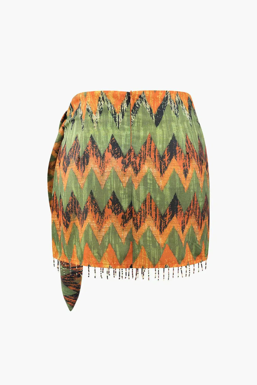 Ida – Unique design – Printed knot mini skirt-10174844371271-Ivory Ombre
