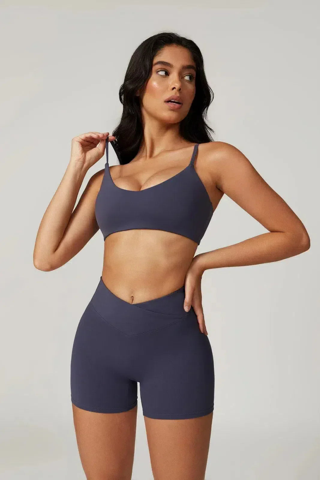 Idalia – V-waist design – Sports bra & shorts set-10174860362055-Ivory Ombre