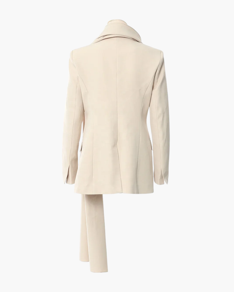 Iside – Asymmetrical collar – Scarf blazer-10174773297479-Ivory Ombre