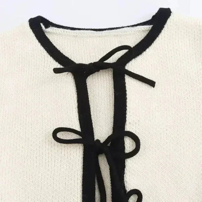 Josette – Bow accents – Chic cardigan-10174842798407-Ivory Ombre