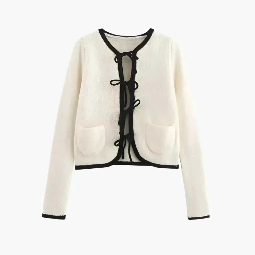 Josette – Bow accents – Chic cardigan-10174842798407-Ivory Ombre