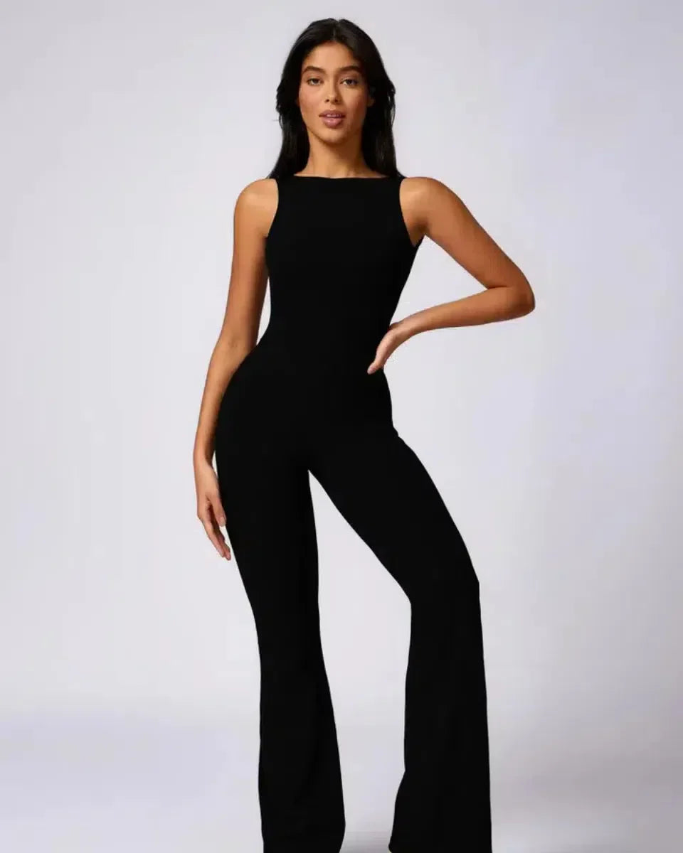 Kalani – Open-back design – Workout jumpsuit-10174779621703-Ivory Ombre