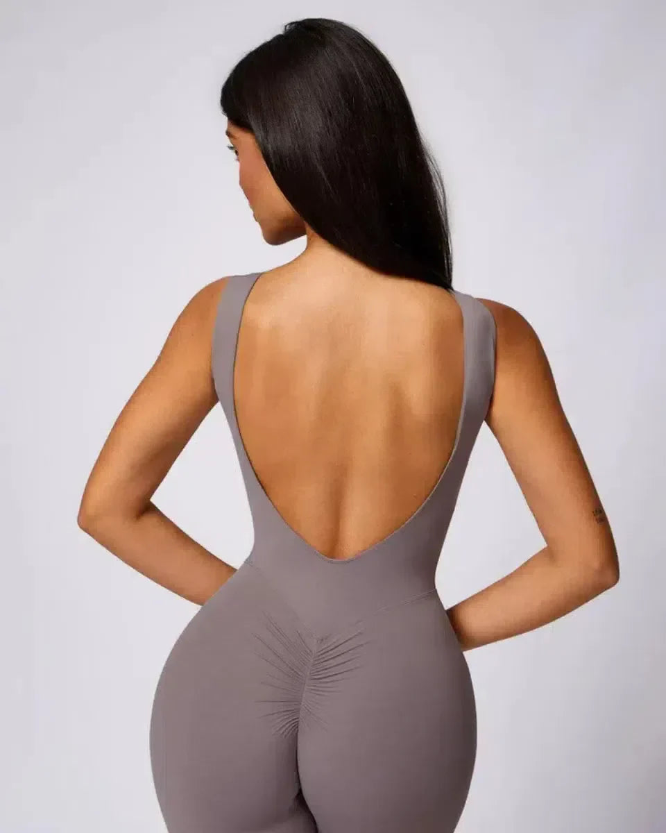 Kalani – Open-back design – Workout jumpsuit-10174779621703-Ivory Ombre