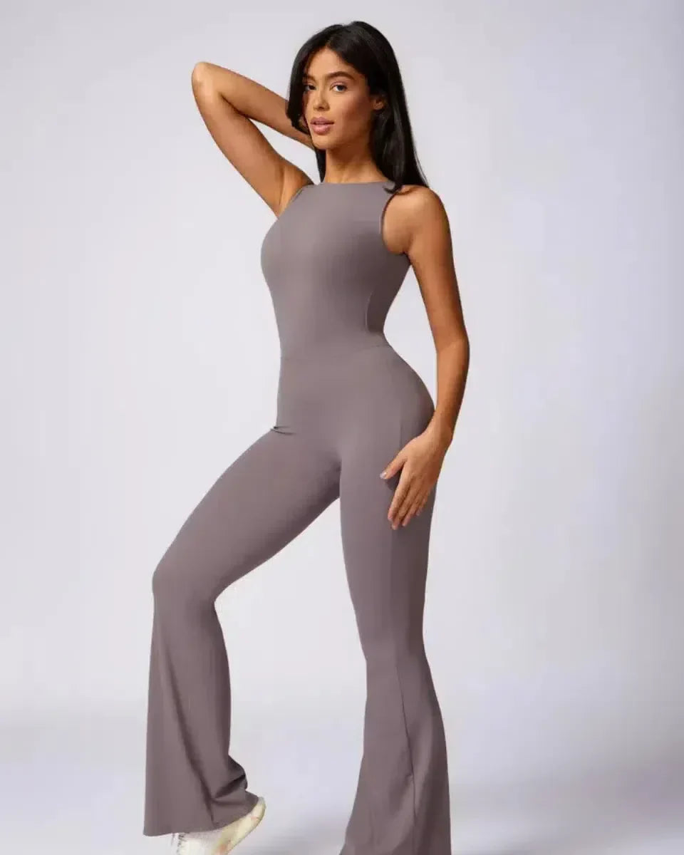 Kalani – Open-back design – Workout jumpsuit-10174779621703-Ivory Ombre