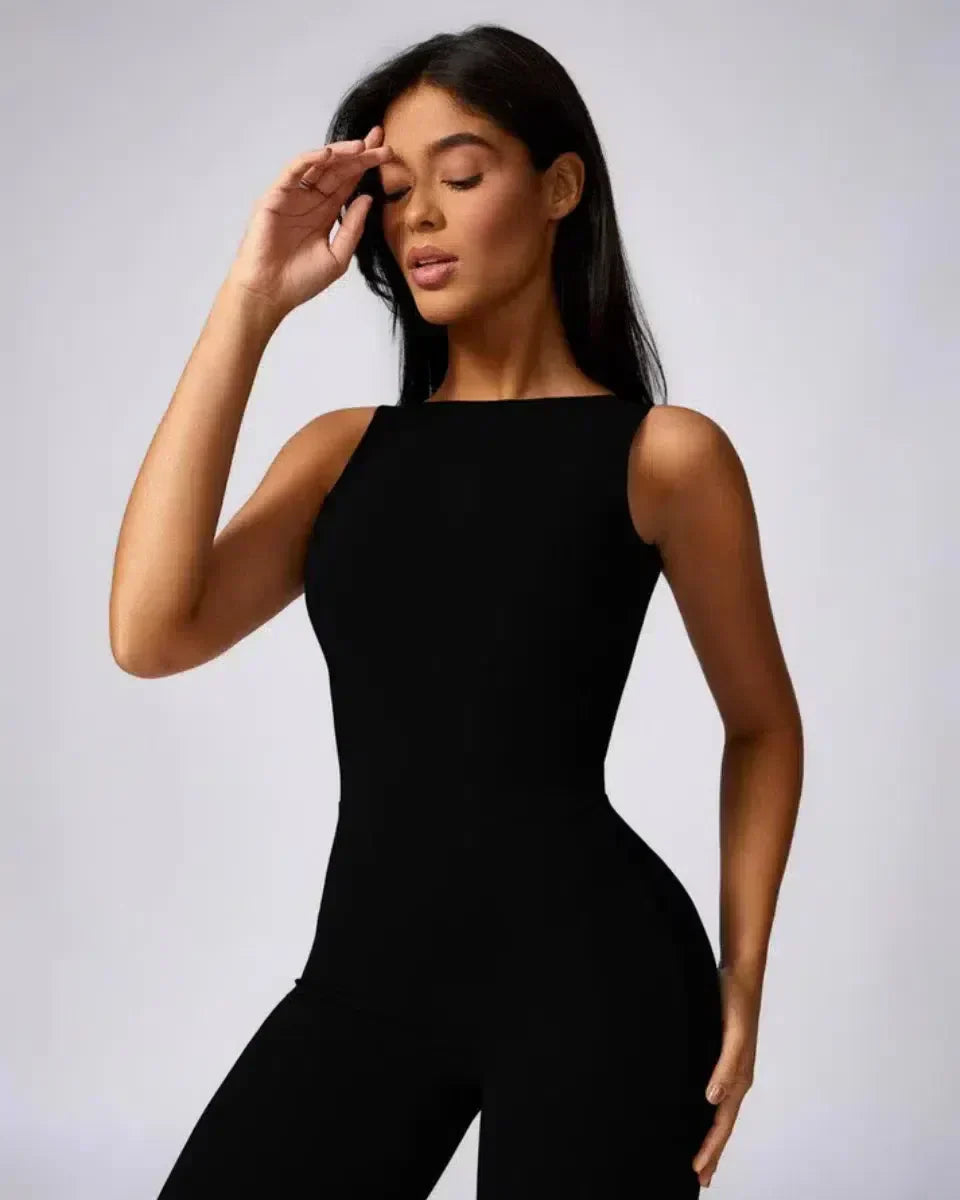 Kalani – Open-back design – Workout jumpsuit-10174779621703-Ivory Ombre
