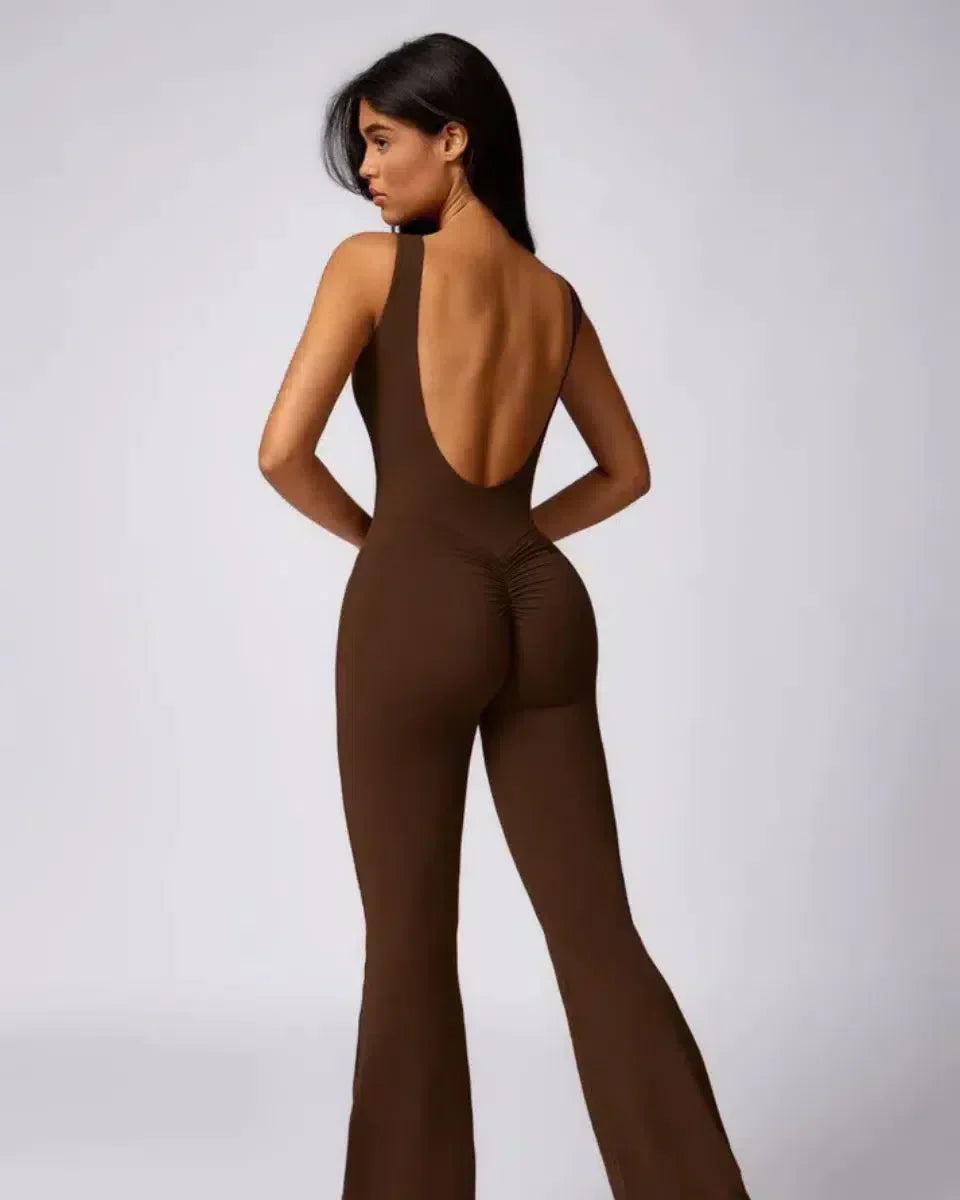 Kalani – Open-back design – Workout jumpsuit-10174779621703-Ivory Ombre