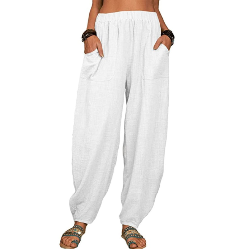 Leona – Relaxed linen blend – Wide leg trousers-10174855053639-Ivory Ombre