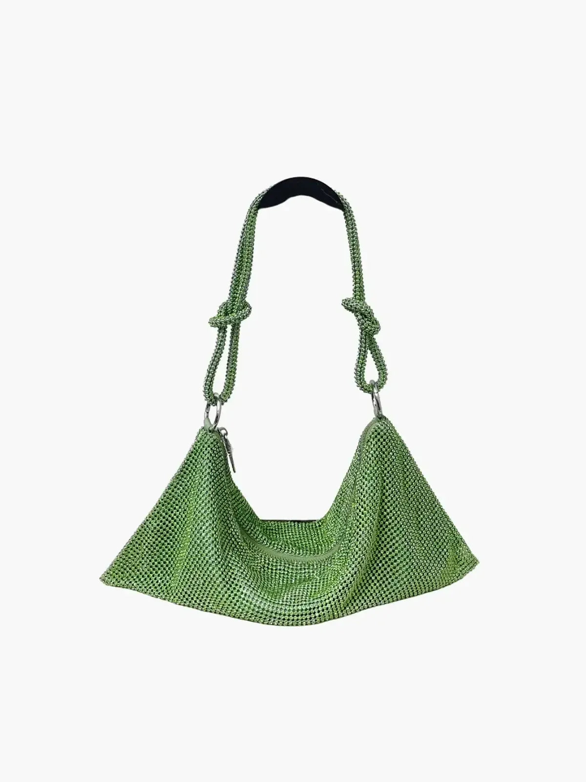 Liana – Knotted handle – Crystal mesh shoulder bag-10174662279495-Ivory Ombre