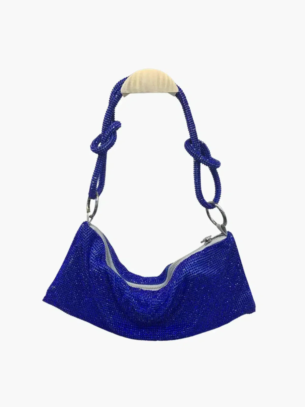 Liana – Knotted handle – Crystal mesh shoulder bag-10174662279495-Ivory Ombre