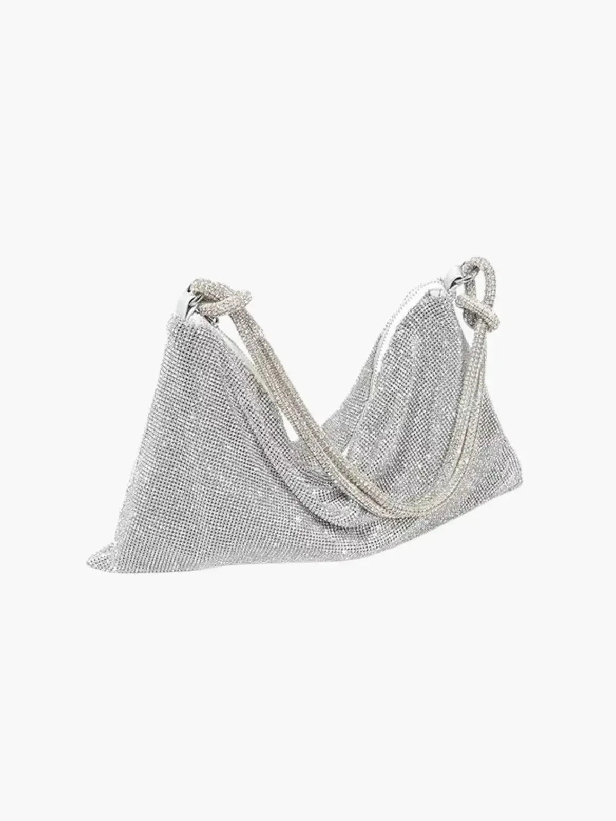 Liana – Knotted handle – Crystal mesh shoulder bag-10174662279495-Ivory Ombre