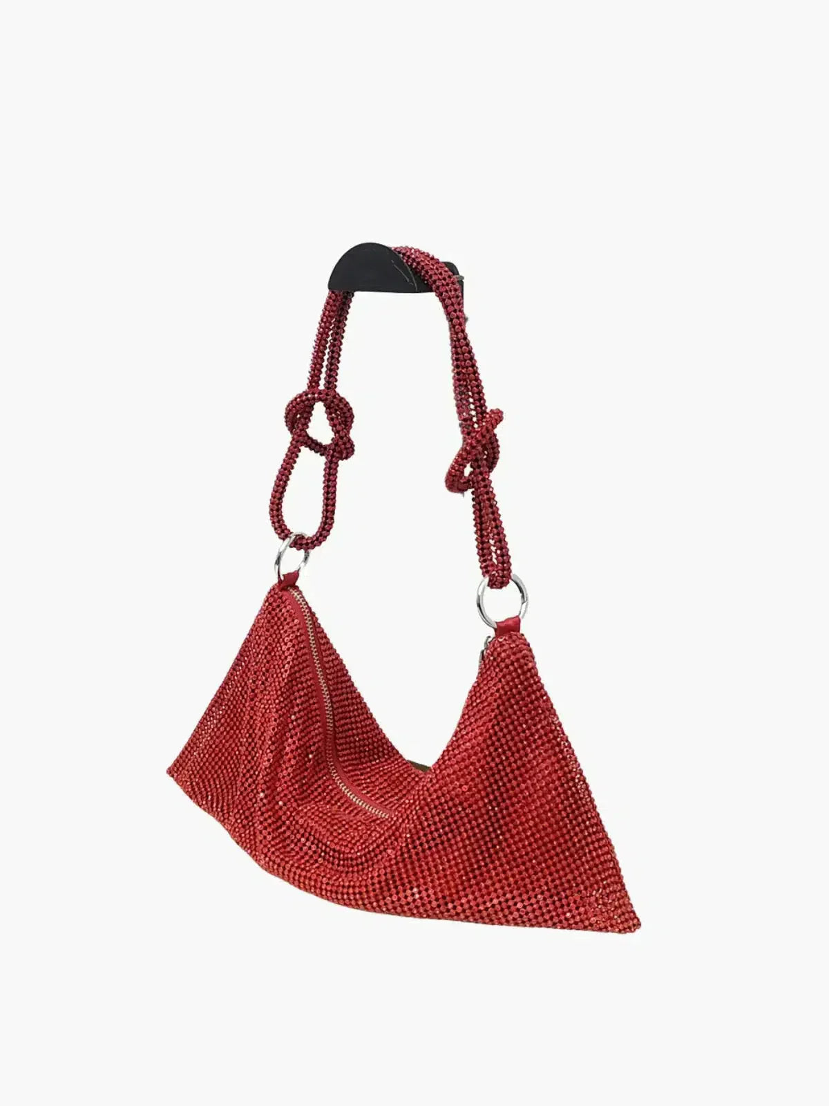 Liana – Knotted handle – Crystal mesh shoulder bag-10174662279495-Ivory Ombre