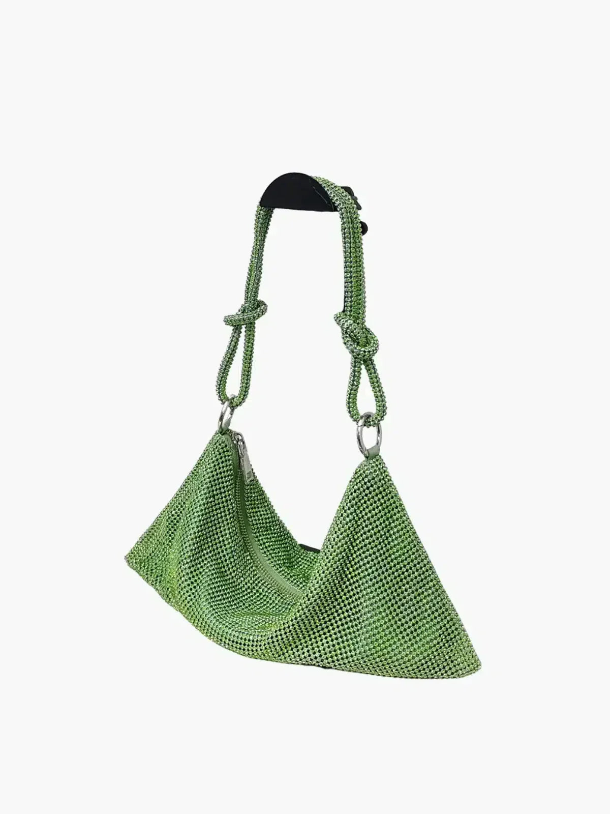 Liana – Knotted handle – Crystal mesh shoulder bag-10174662279495-Ivory Ombre