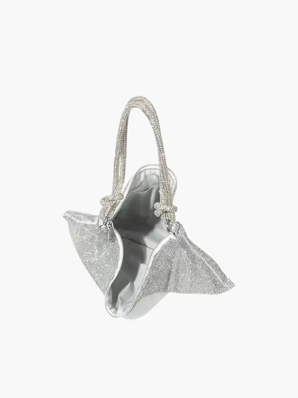 Liana – Knotted handle – Crystal mesh shoulder bag-10174662279495-Ivory Ombre