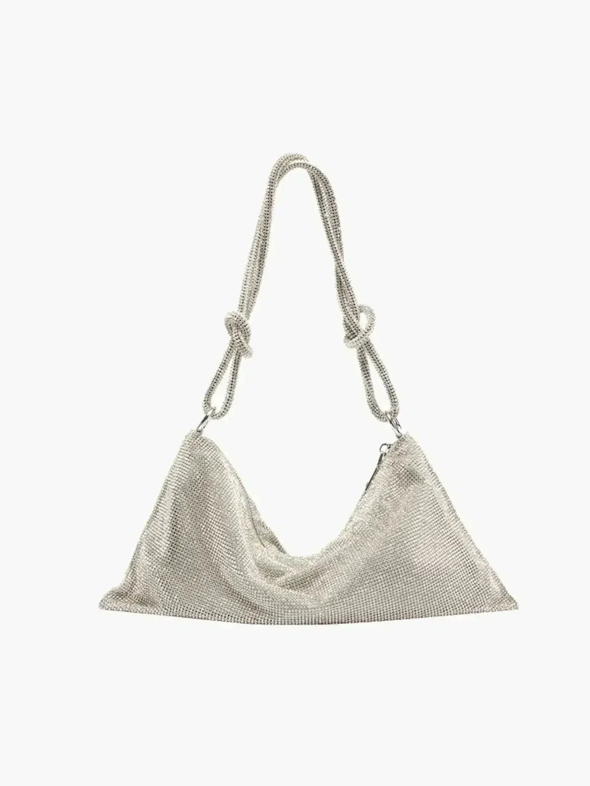 Liana – Knotted handle – Crystal mesh shoulder bag-10174662279495-Ivory Ombre