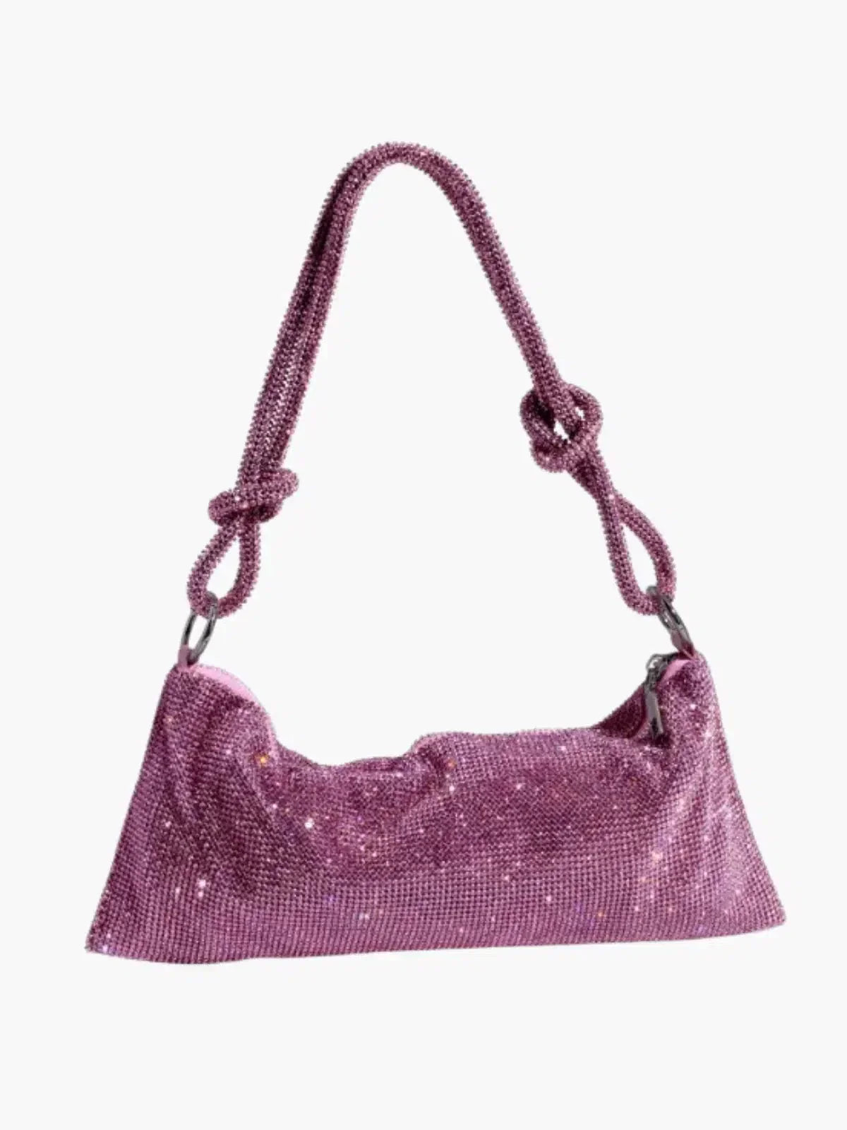 Liana – Knotted handle – Crystal mesh shoulder bag-10174662279495-Ivory Ombre