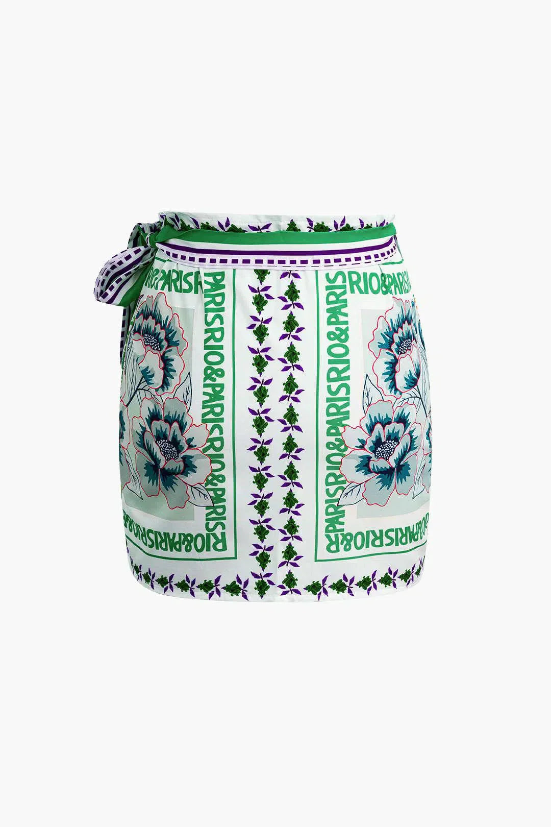 Licia – Knot detail – Floral wrap mini skirt-10174843879751-Ivory Ombre