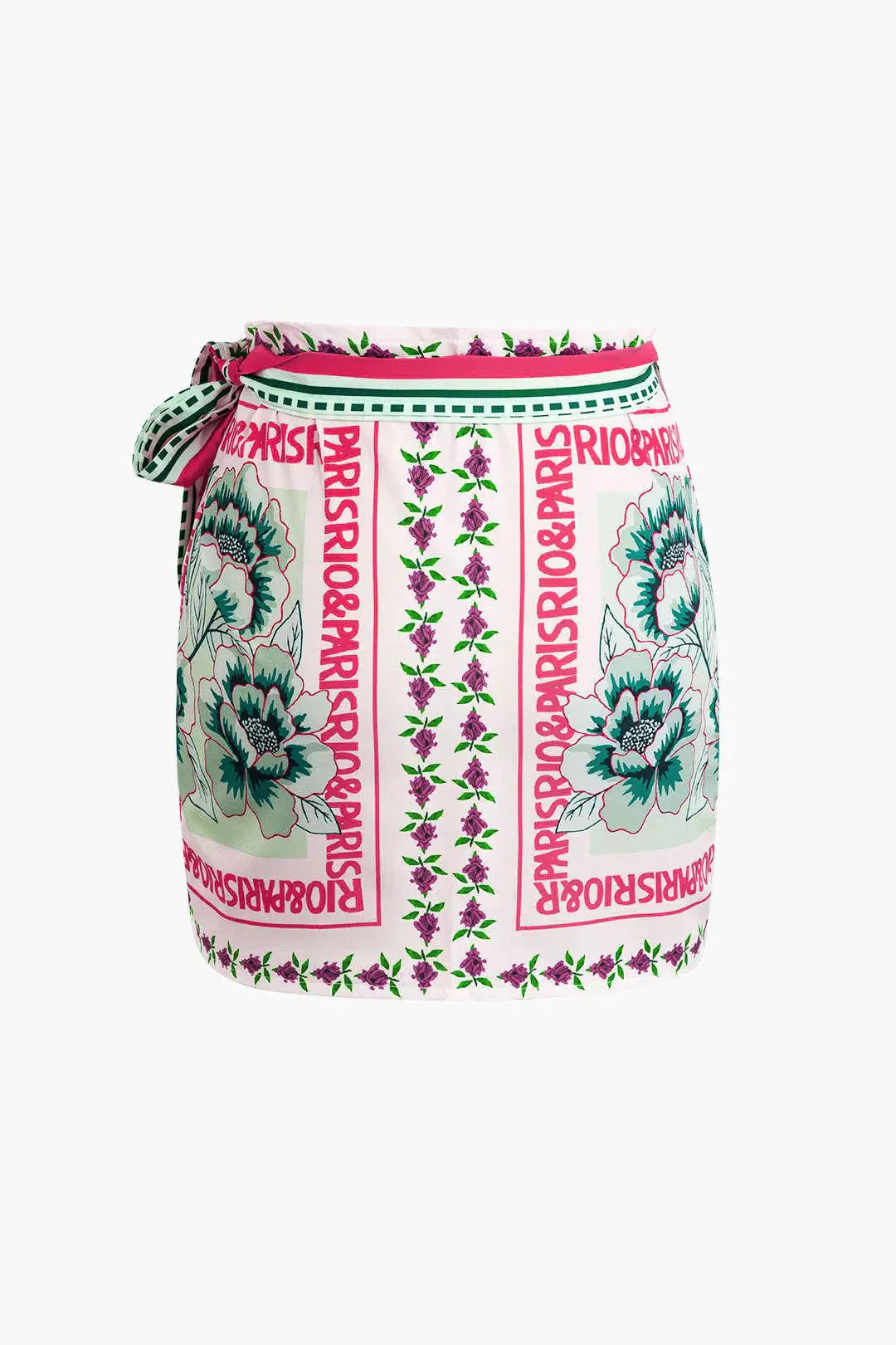 Licia – Knot detail – Floral wrap mini skirt-10174843879751-Ivory Ombre