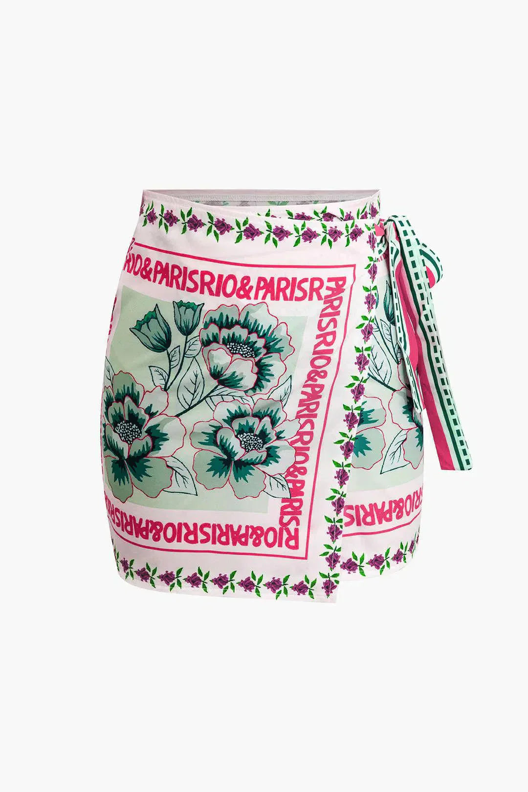 Licia – Knot detail – Floral wrap mini skirt-10174843879751-Ivory Ombre