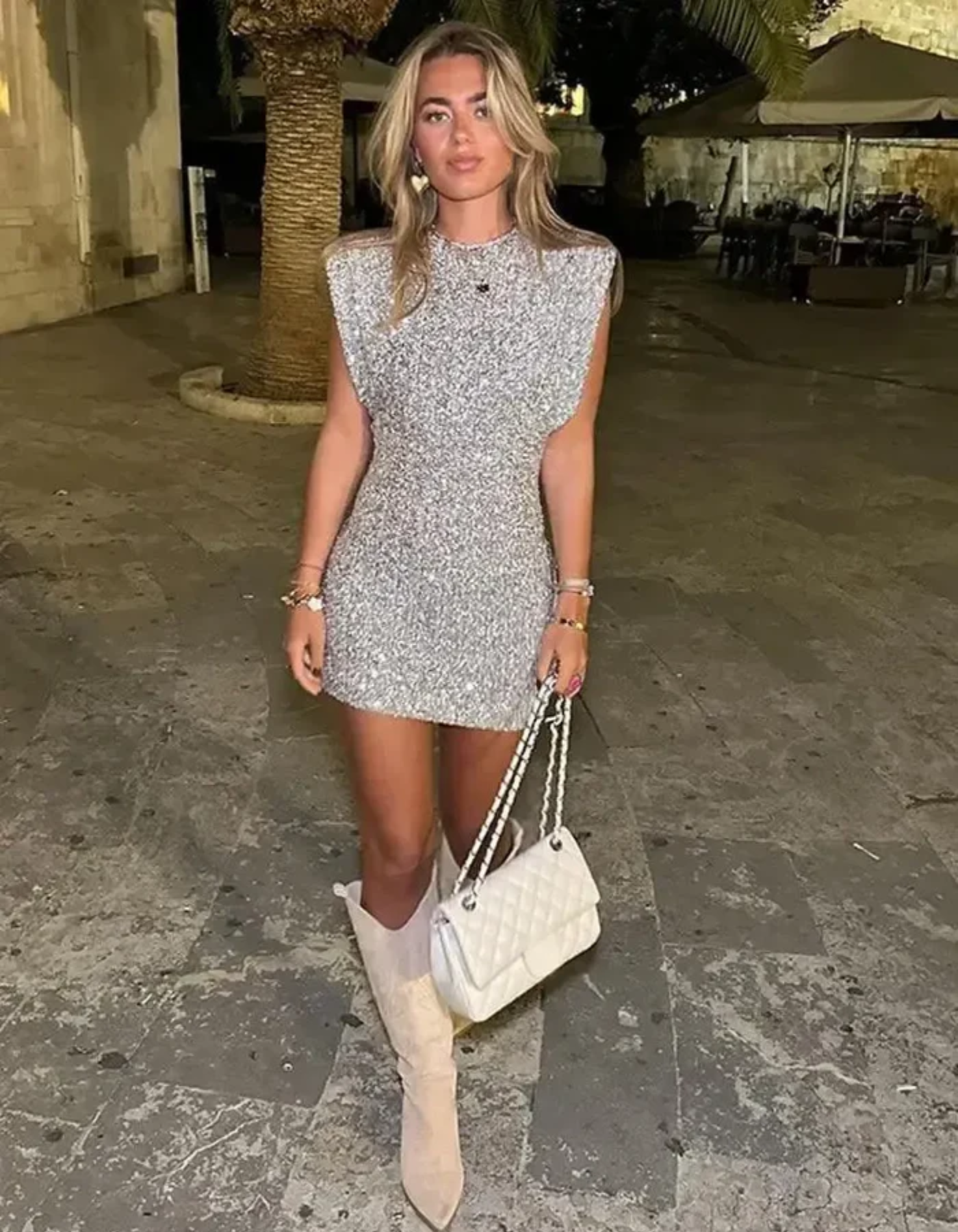 Lumina – Glamorous design – Sequin mini dress-10174747574599-Ivory Ombre