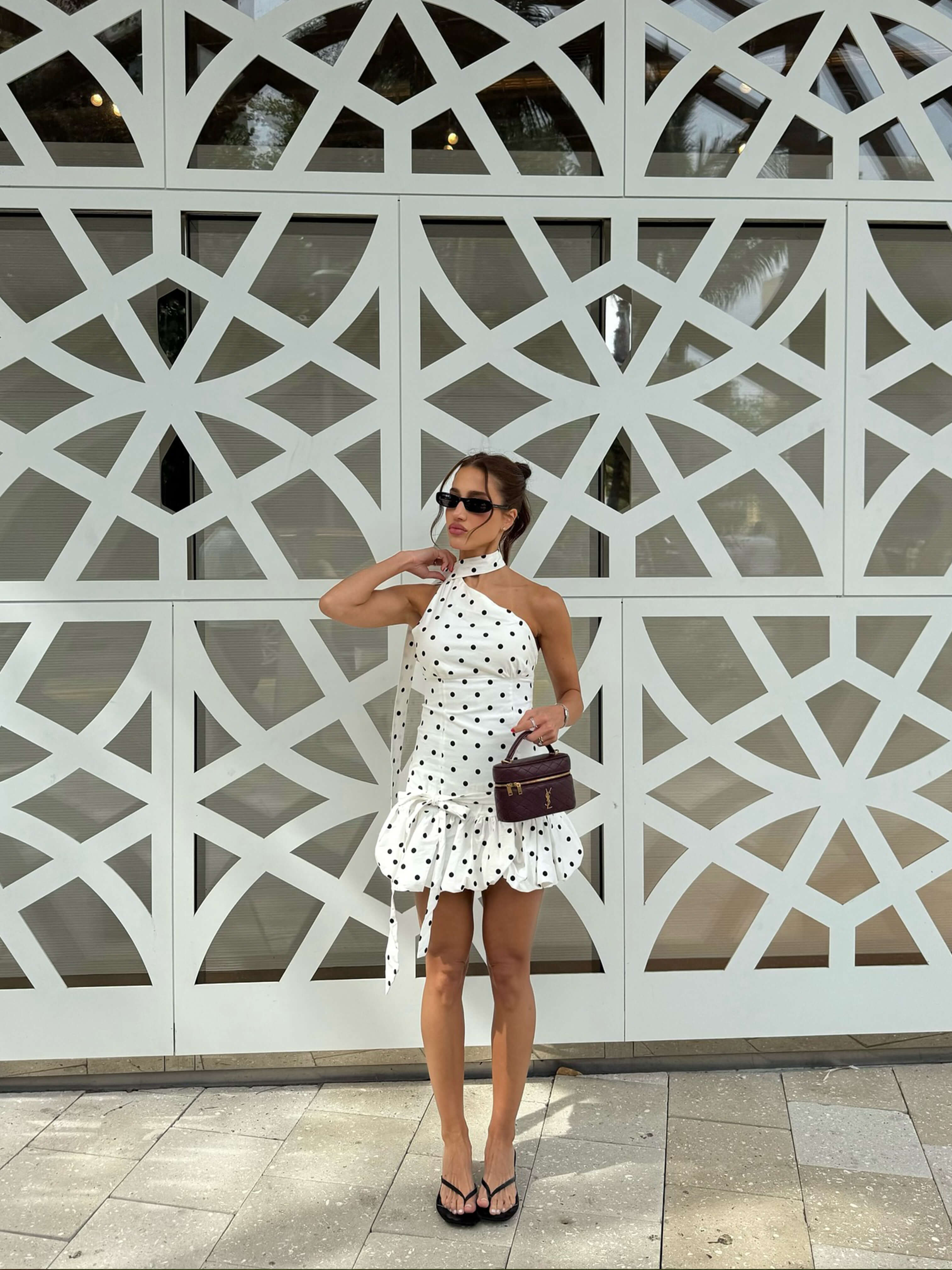 Lunetta – Asymmetric cut – Polka dot mini dress-10174867112263-Ivory Ombre