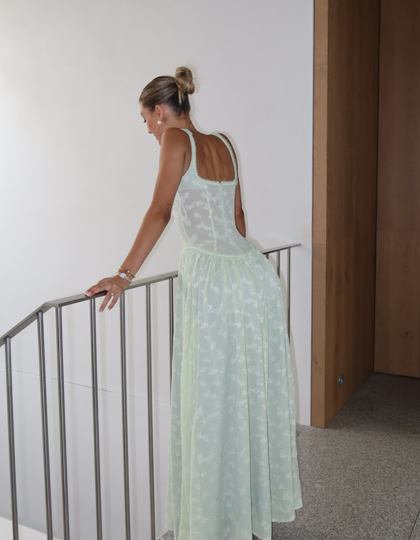 Maelis – Sheer corset – Slit maxi dress-10174867308871-Ivory Ombre