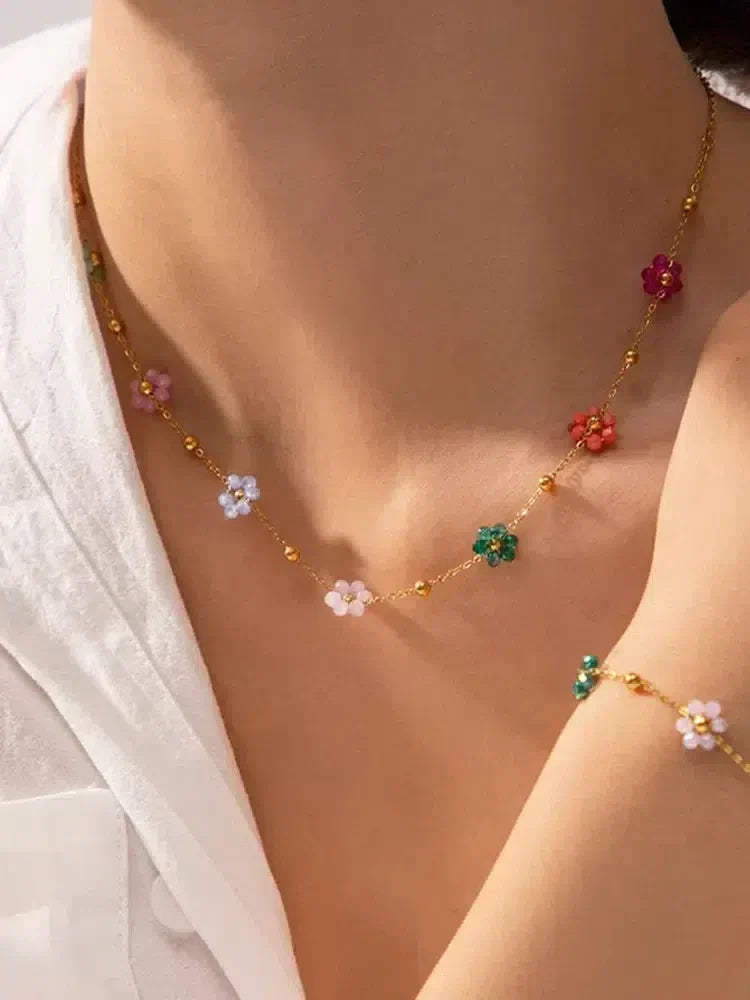 Maevia – Handcrafted floral beads – Flower pendant-10173355000135-Ivory Ombre