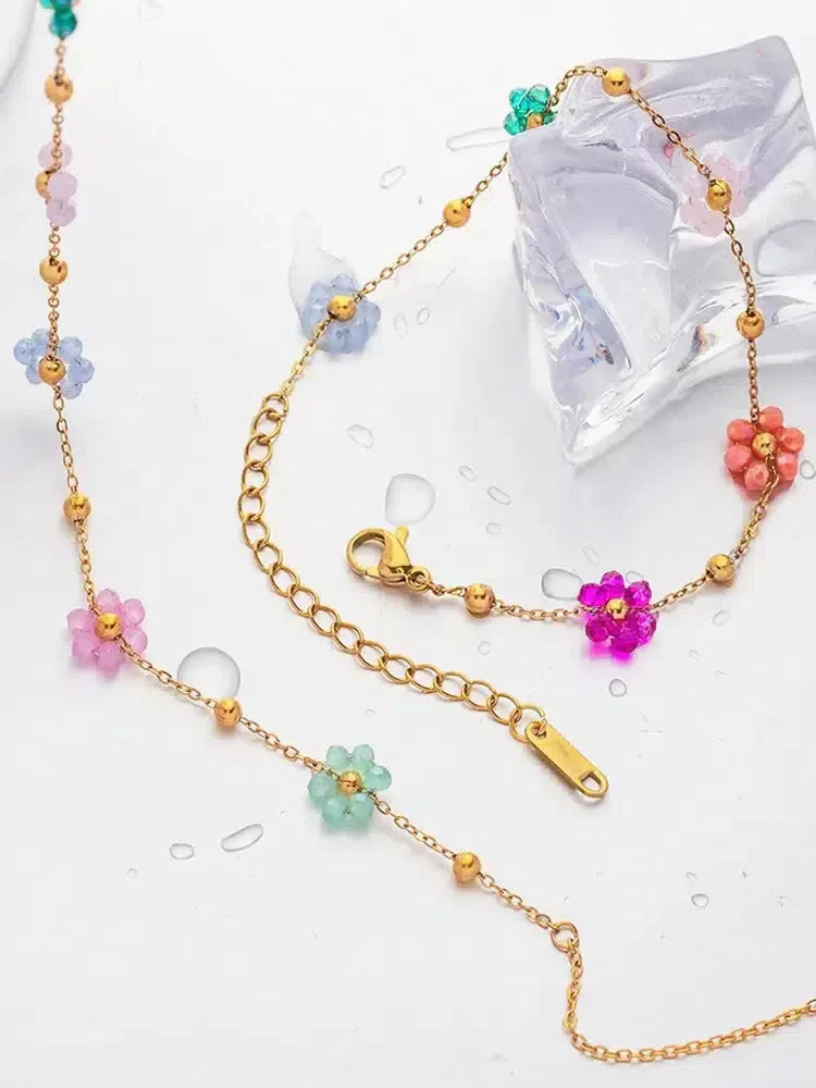 Maevia – Handcrafted floral beads – Flower pendant-10173355000135-Ivory Ombre