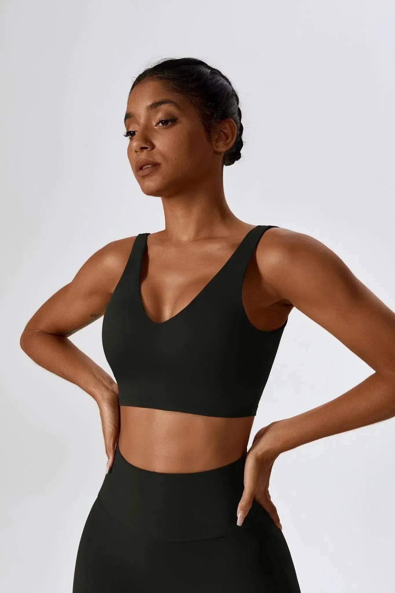 Mariuccia – Scoop neckline – Sports bra & flared leggings set-10174790828359-Ivory Ombre