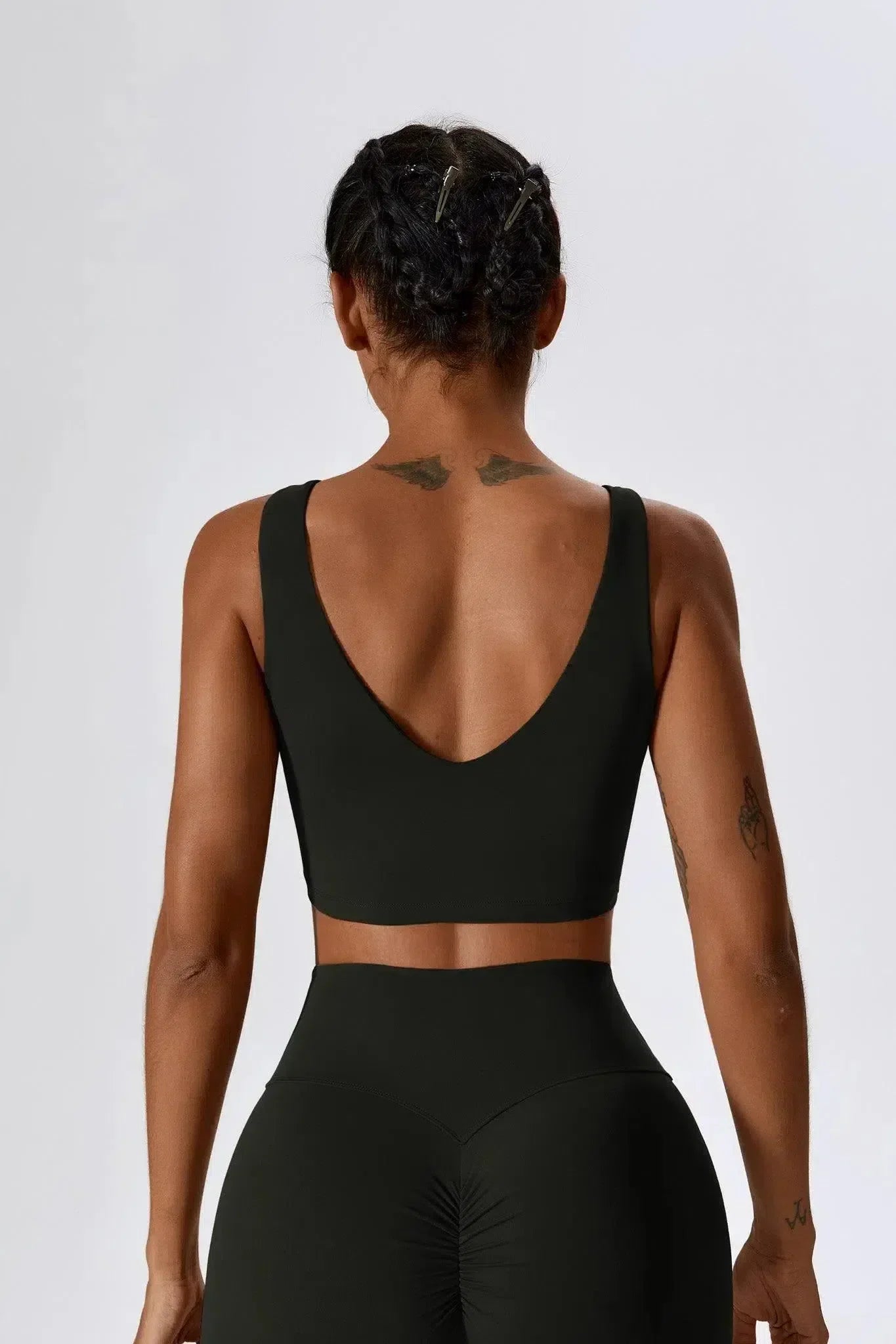Mariuccia – Scoop neckline – Sports bra & flared leggings set-10174790828359-Ivory Ombre