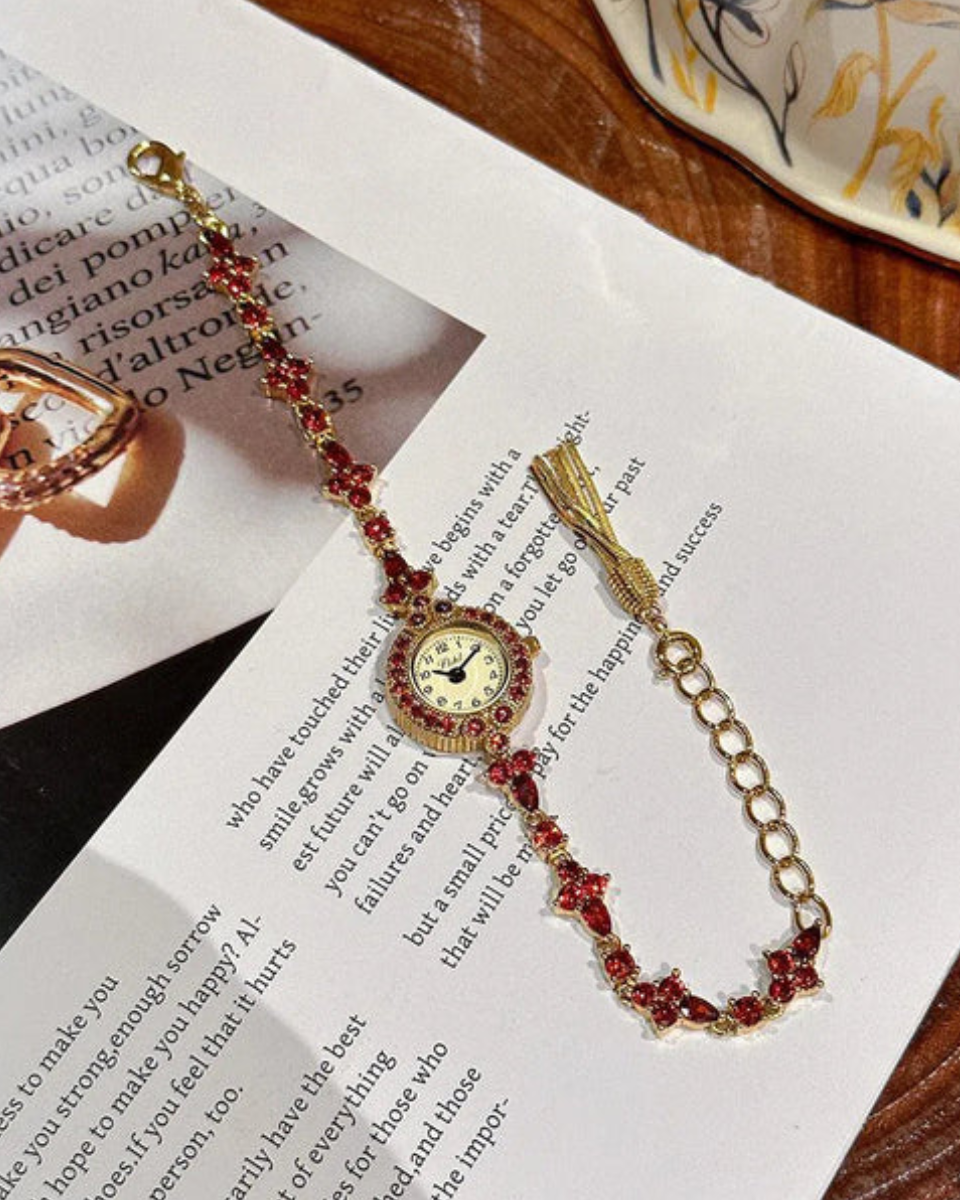 Matilde – Red gemstone accents – Vintage watch-10173356147015-Ivory Ombre