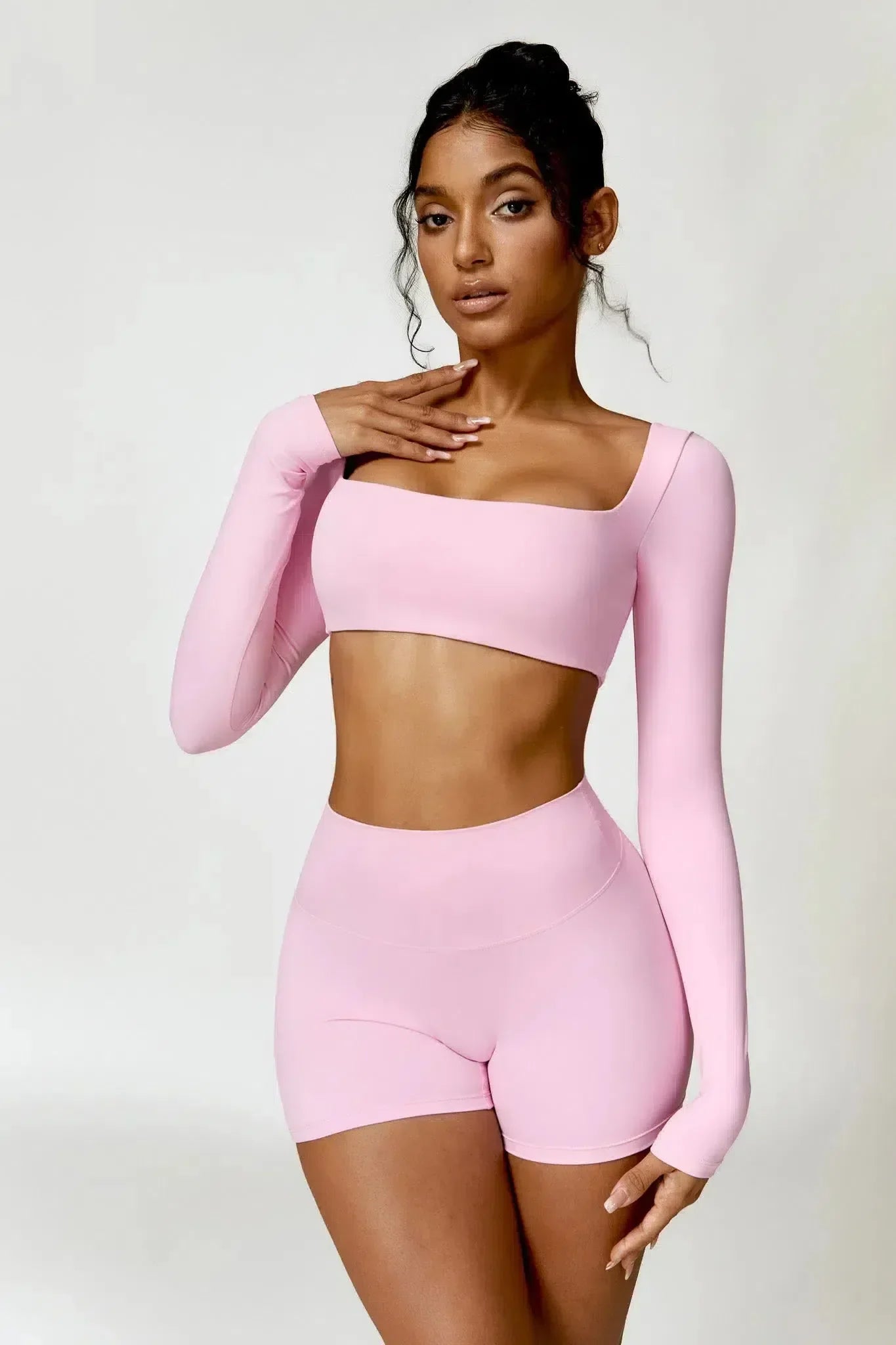 Niamh – U-neckline – Long-sleeve fitness crop top-10174780735815-Ivory Ombre