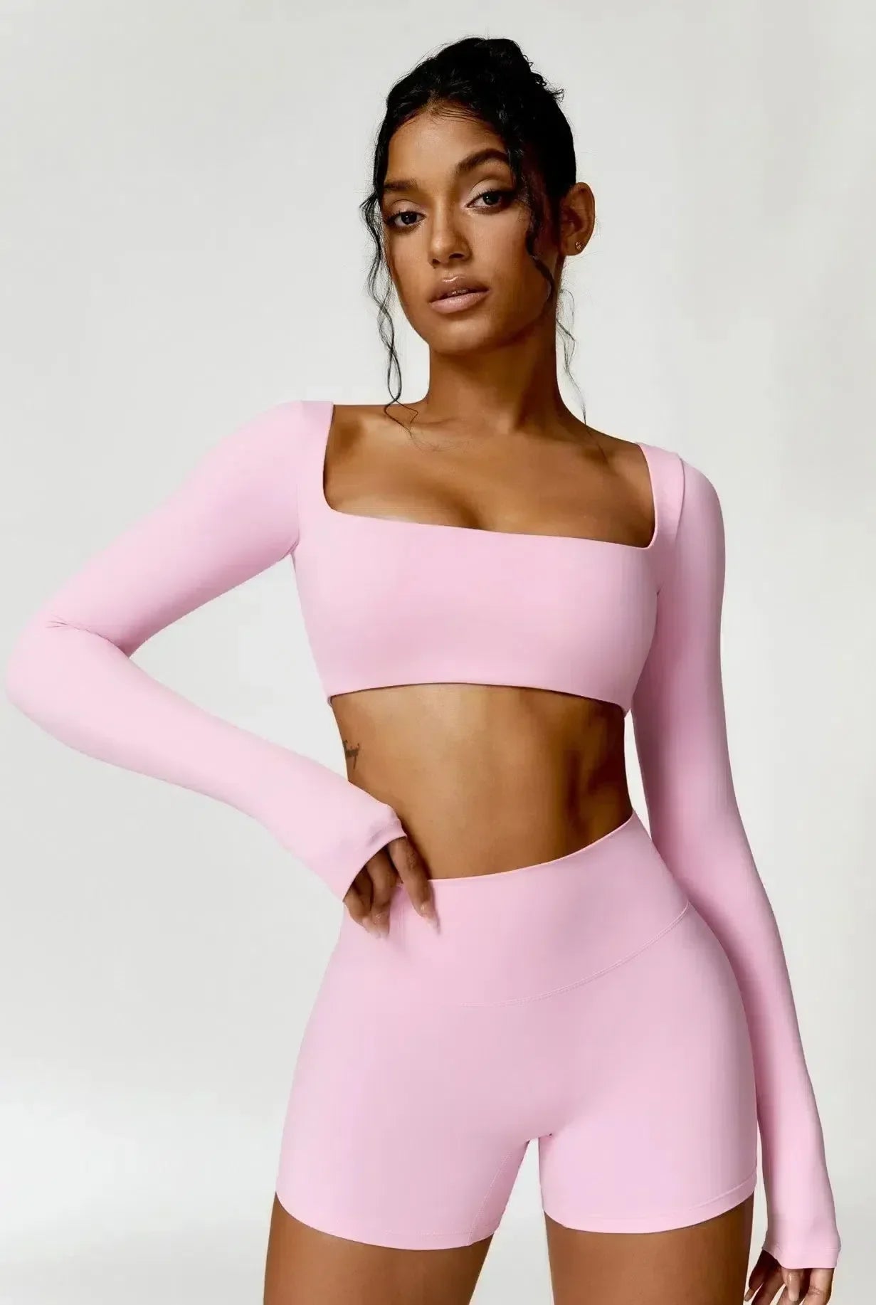 Niamh – U-neckline – Long-sleeve fitness crop top-10174780735815-Ivory Ombre