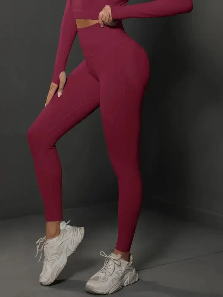 Nicoletta – Seamless design – Sleek gymwear leggings-10174786306375-Ivory Ombre