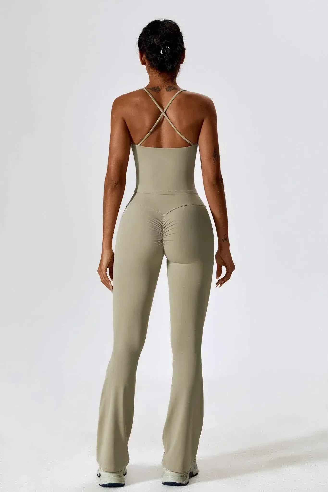 Nicolina – Square neckline – Top & flared leggings set-10174790500679-Ivory Ombre