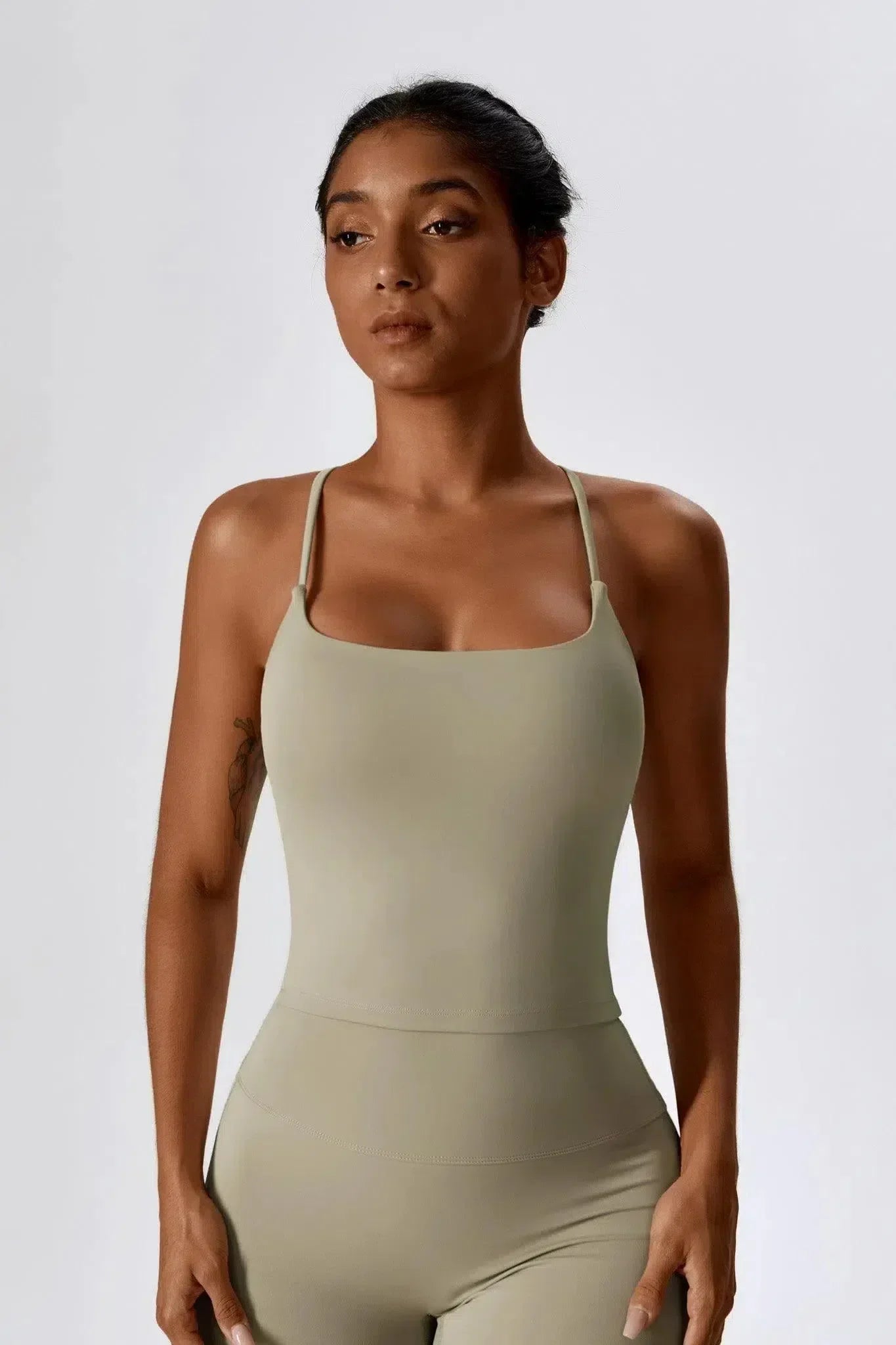 Nicolina – Square neckline – Top & flared leggings set-10174790500679-Ivory Ombre