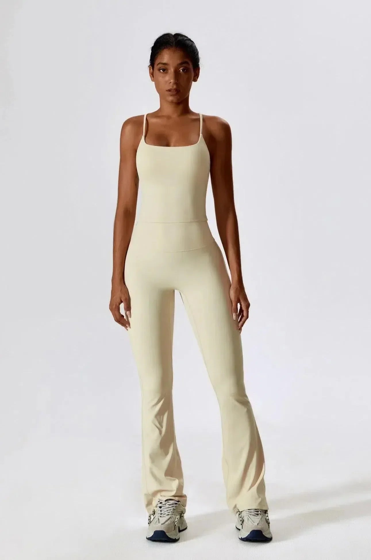 Nicolina – Square neckline – Top & flared leggings set-10174790500679-Ivory Ombre