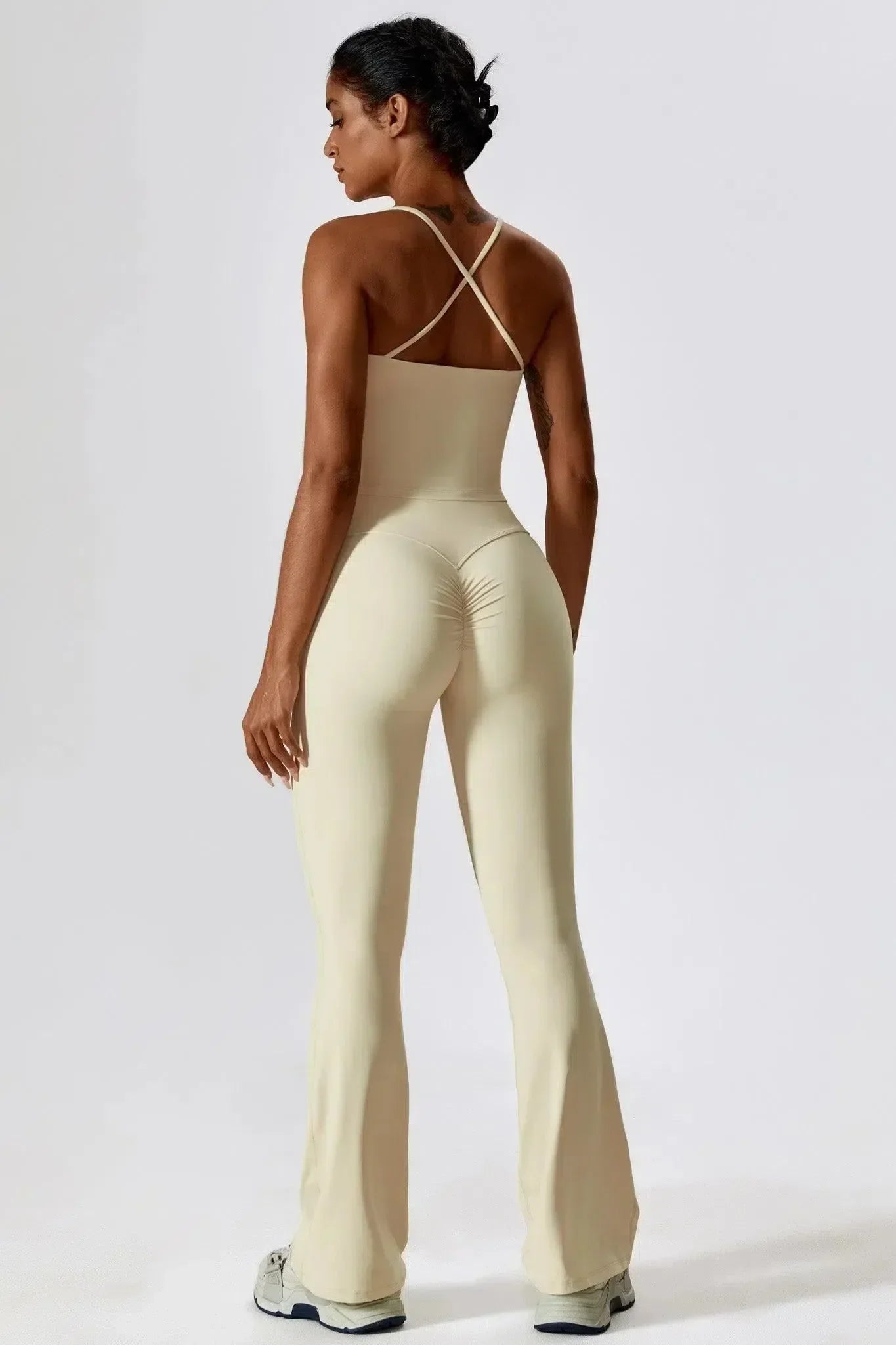 Nicolina – Square neckline – Top & flared leggings set-10174790500679-Ivory Ombre