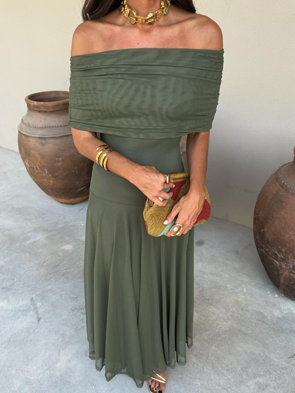 Noveria – Sculpted drape – One-shoulder maxi dress