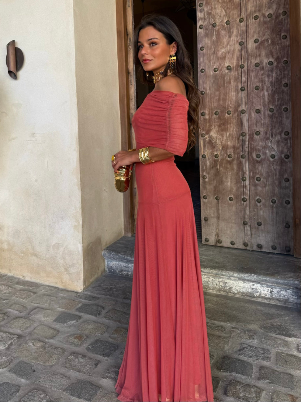 Noveria – Sculpted drape – One-shoulder maxi dress