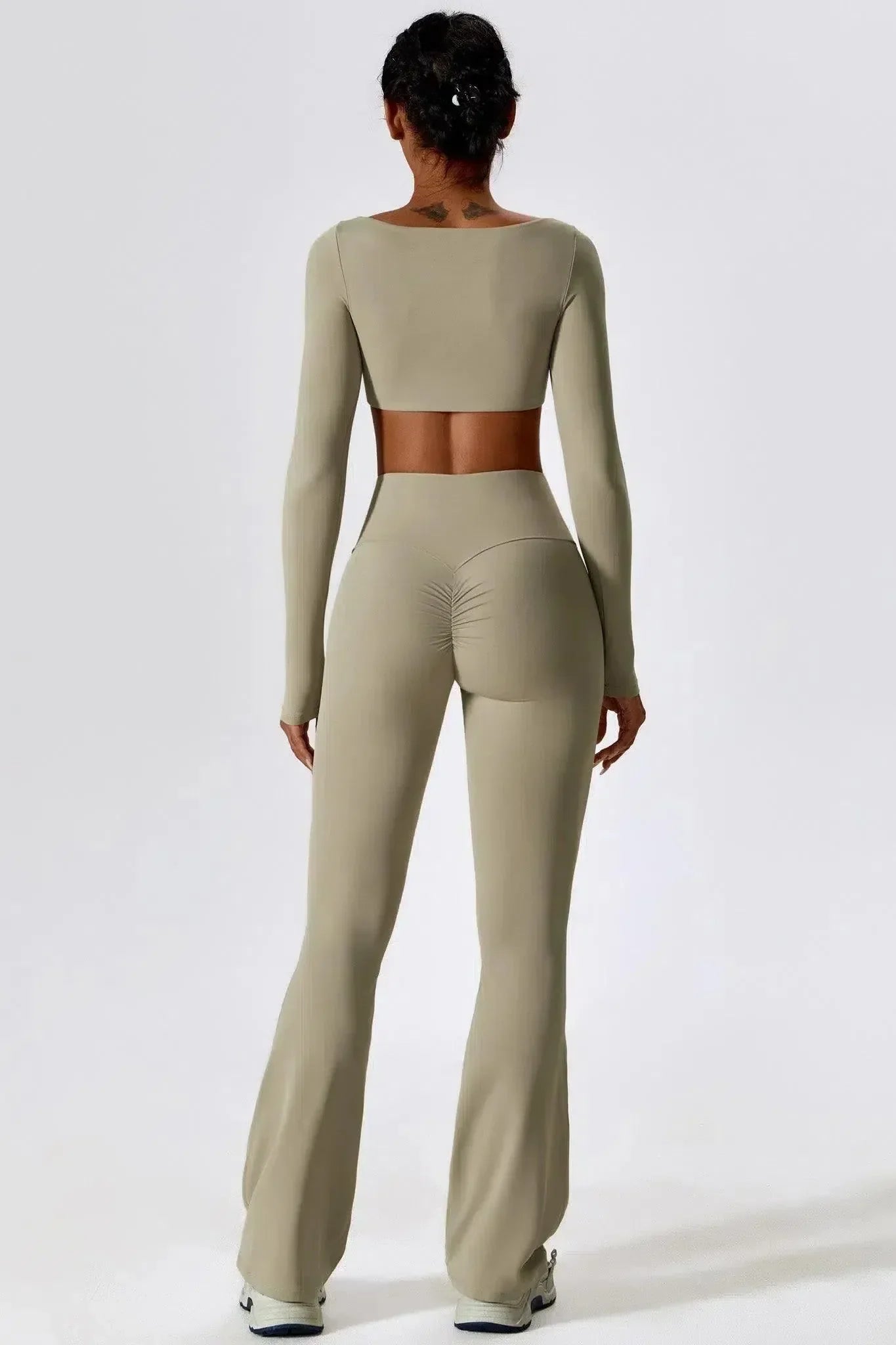 Oceane – Square neckline – Crop top & leggings set-10174790238535-Ivory Ombre