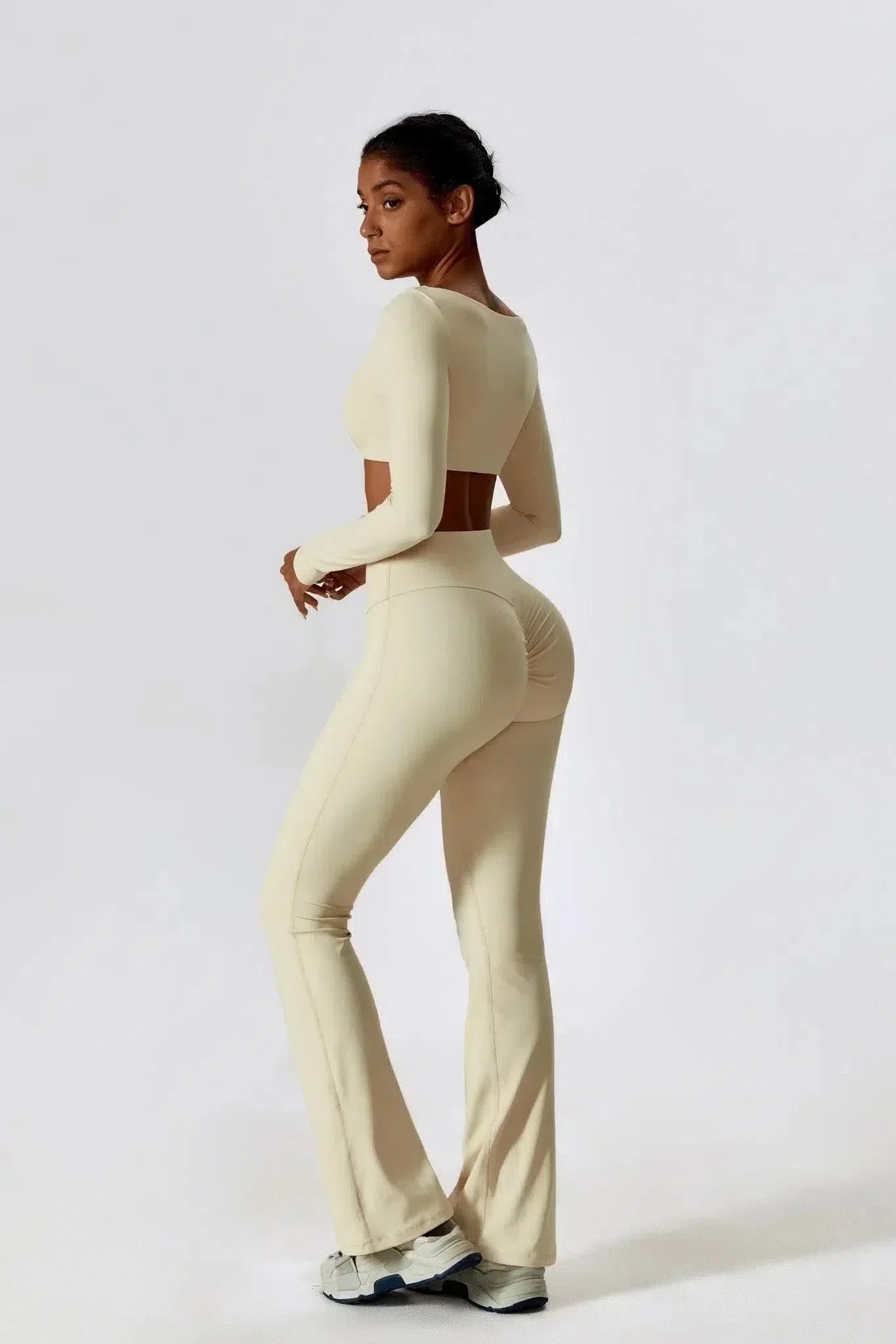 Oceane – Square neckline – Crop top & leggings set-10174790238535-Ivory Ombre