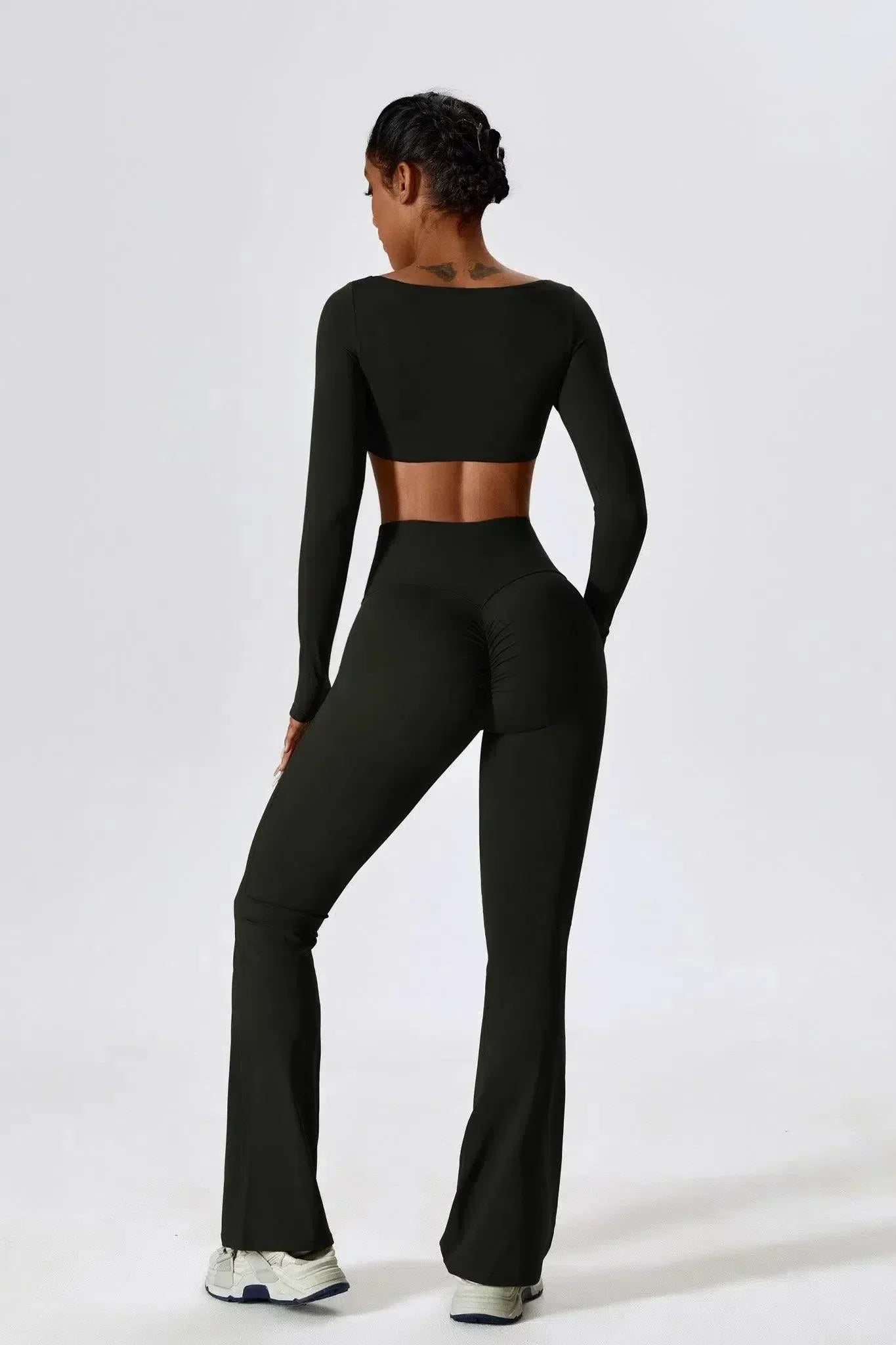 Oceane – Square neckline – Crop top & leggings set-10174790238535-Ivory Ombre