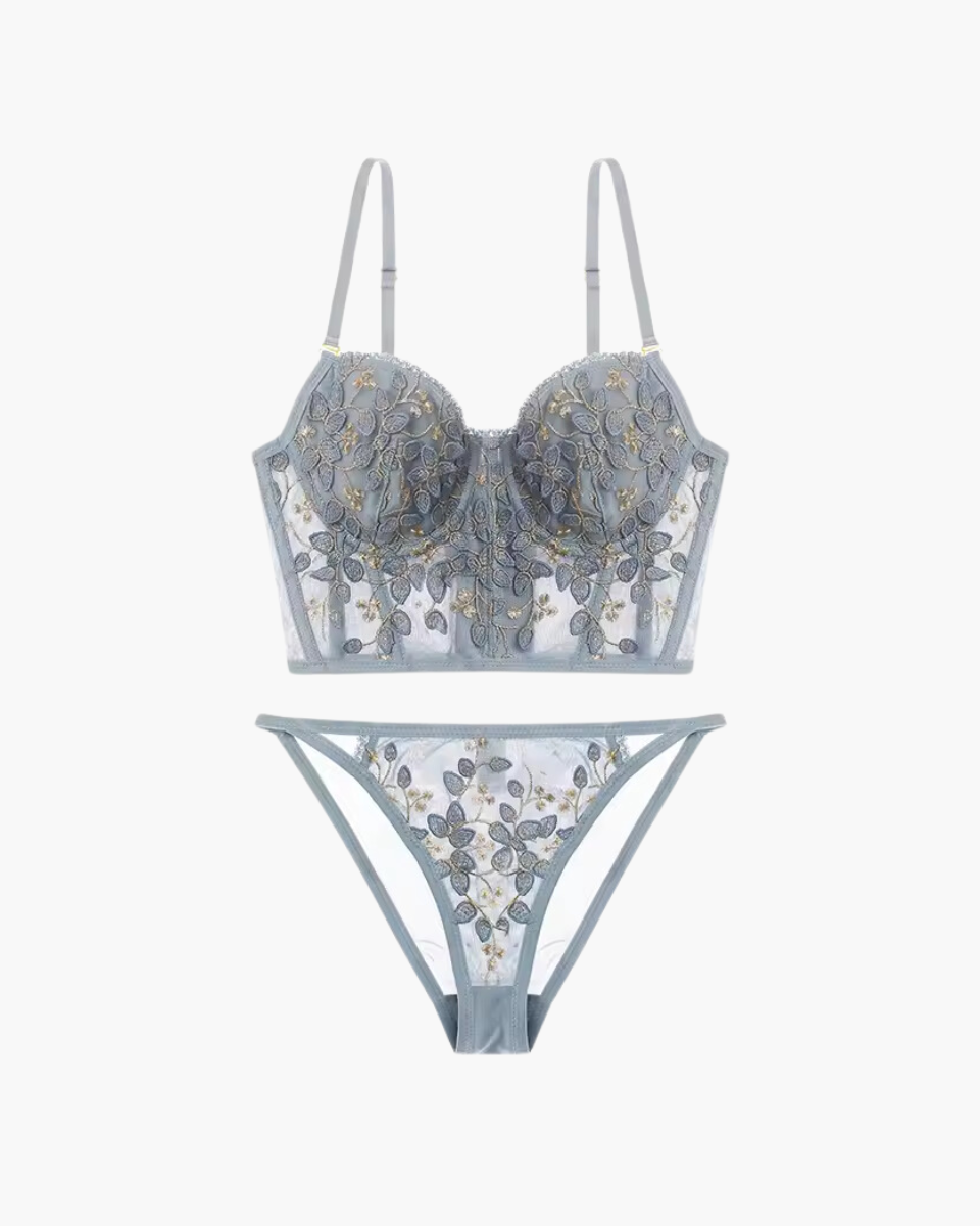 Olivine – Floral corset – Lingerie set-10174861214023-Ivory Ombre