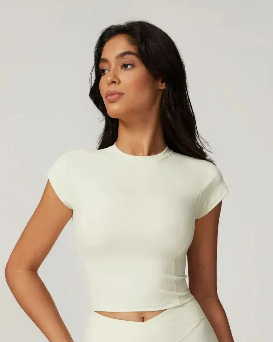 Orsola – Luxe finish – Cropped gym top-10174781129031-Ivory Ombre