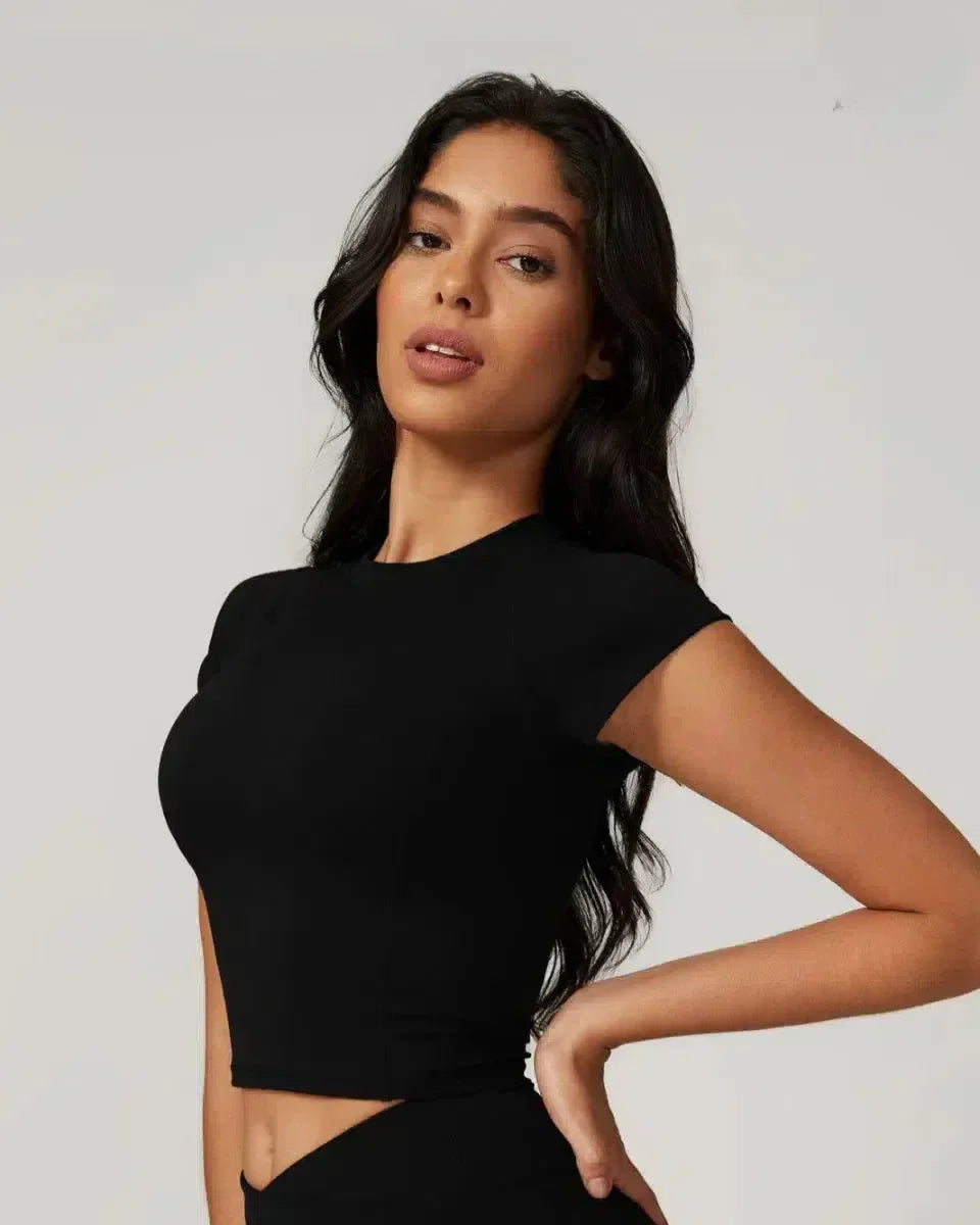 Orsola – Luxe finish – Cropped gym top-10174781129031-Ivory Ombre