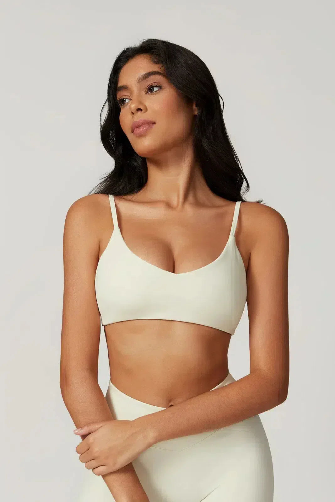 Palmira – U-neckline – Sports bra & flared leggings set-10174790009159-Ivory Ombre
