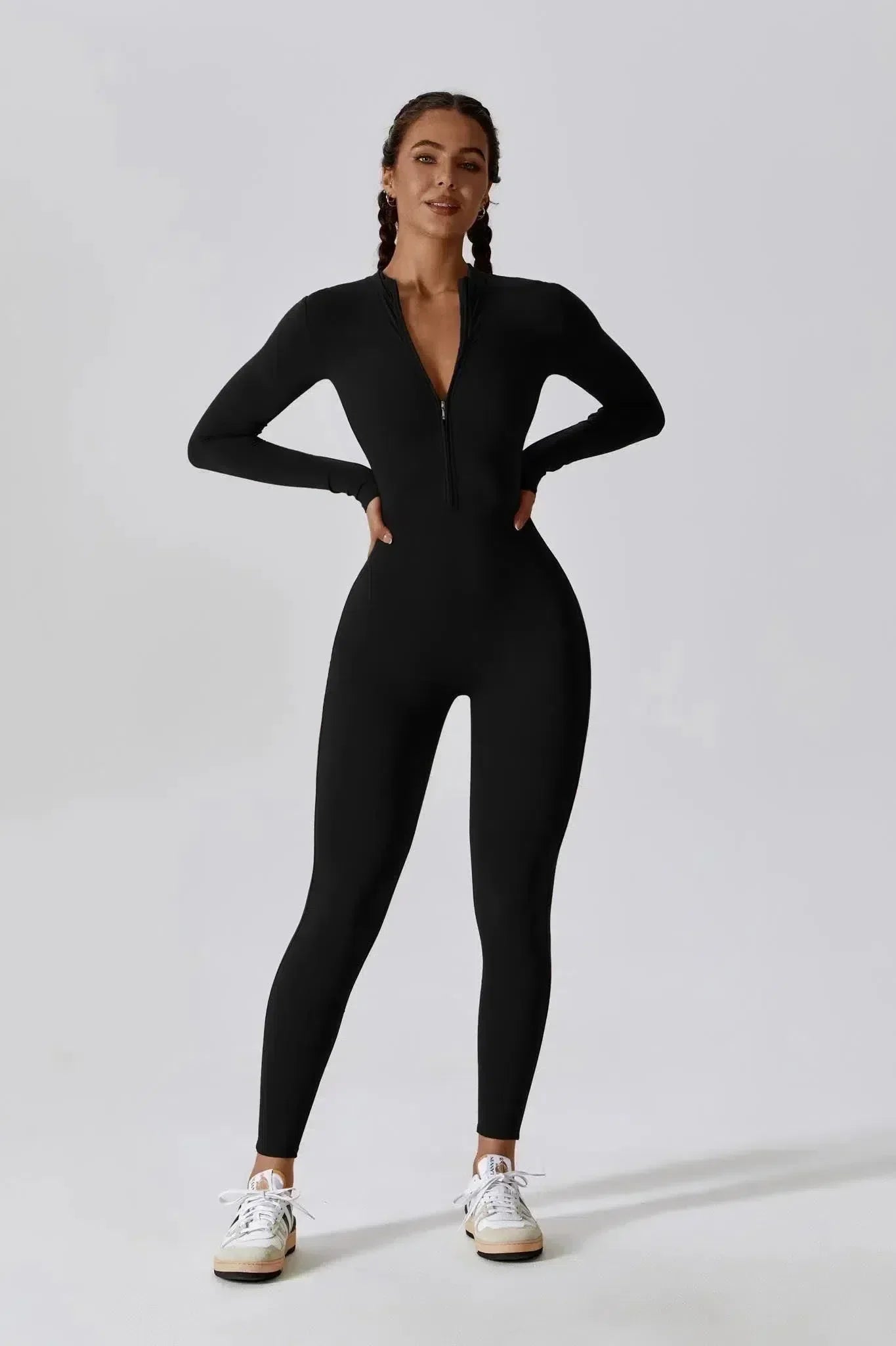 Paola – High-neck zip – Long-sleeve jumpsuit-10174779130183-Ivory Ombre