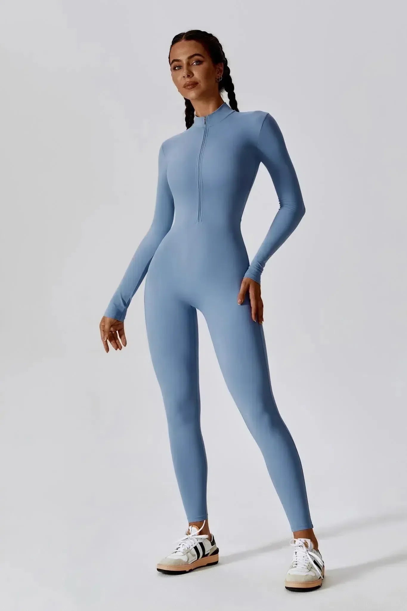 Paola – High-neck zip – Long-sleeve jumpsuit-10174779130183-Ivory Ombre