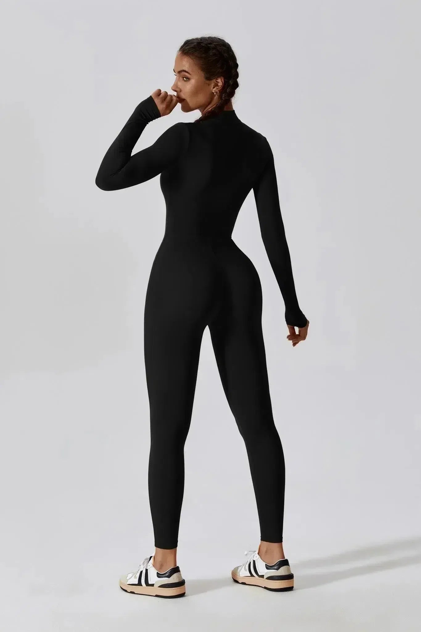 Paola – High-neck zip – Long-sleeve jumpsuit-10174779130183-Ivory Ombre