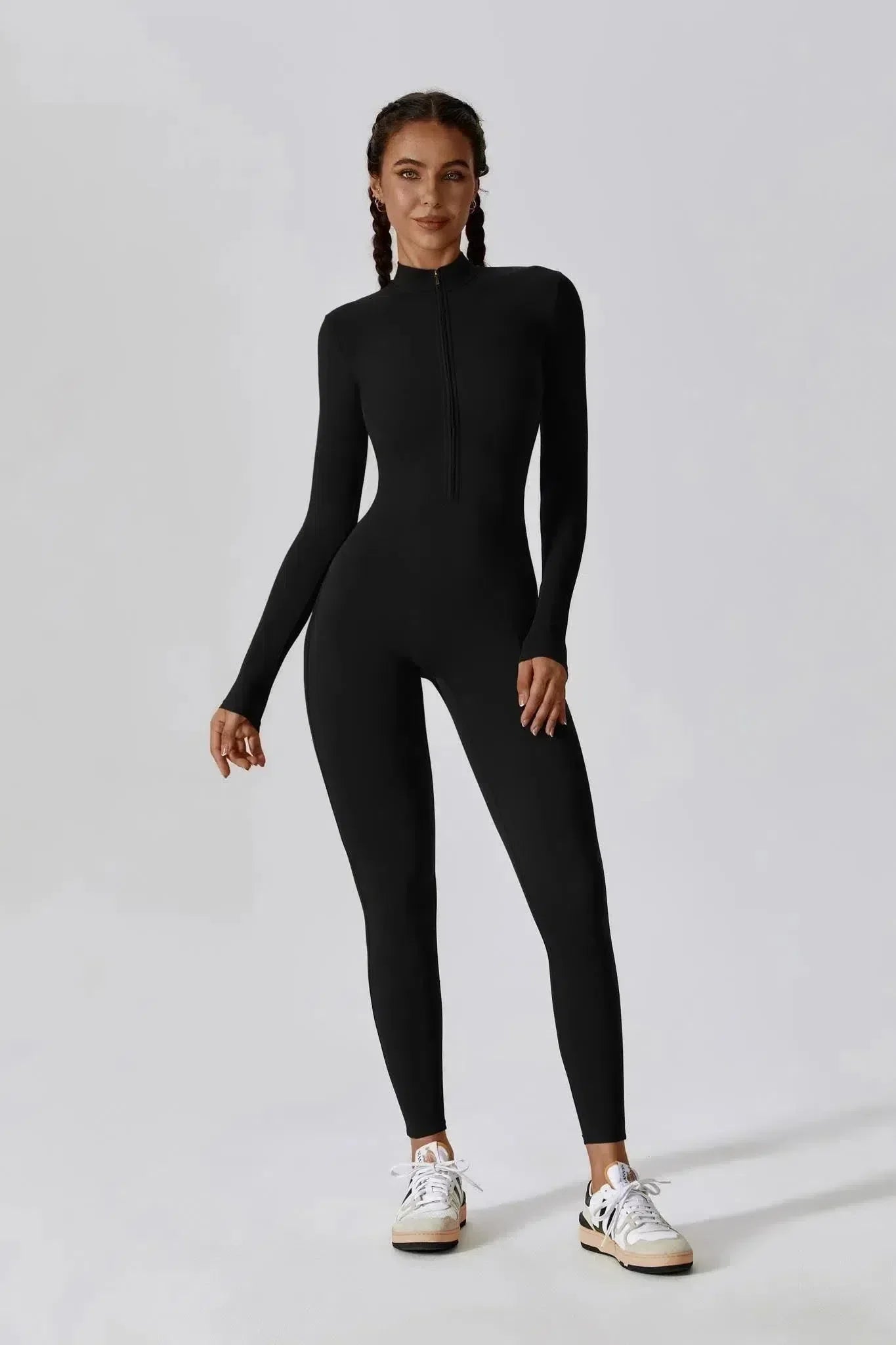 Paola – High-neck zip – Long-sleeve jumpsuit-10174779130183-Ivory Ombre
